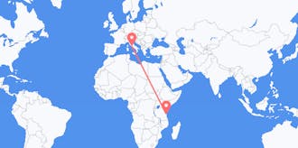 Flyrejser fra Tanzania til Italien