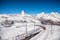 photo of Matterhorn peak and Gornergrat railway station on top hill, Zermatt, Switzerland.