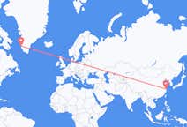 중국 상하이에서 출발해 그린란드 누크까지(으)로 가는 항공편