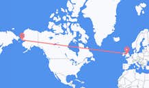 Flyg från Nome, USA till Manchester, England