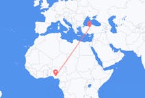 Flyreiser fra Asaba, Nigeria til Ankara, Tyrkia