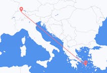 スイスのチューリッヒから、ギリシャのナクソス島までのフライト