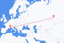 Flyrejser fra Novosibirsk, Rusland til Nice, Frankrig