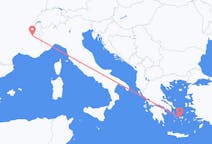 Loty z Grenoble, Francja do Parikii, Grecja