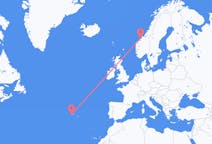 Vols depuis la ville de Horta (Açores) vers la ville de Kristiansund