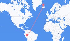 航班从秘鲁库斯科市到阿克雷里市，冰岛塞尔