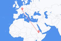 Flüge von Gonder, Äthiopien nach Basel, die Schweiz