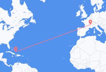 Flights from Spring Point, the Bahamas to Lyon, France