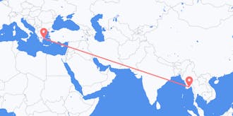 Lennot Myanmarista (Burmasta) Kreikkaan