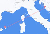 Loty z Zadar, Chorwacja do Mahona, Hiszpania