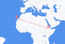 Flyreiser fra Lalibela, Etiopia til Las Palmas, Spania