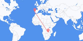 Flyg från Zambia till Portugal