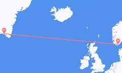 Flyg från Kristiansand, Norge till Qaqortoq, Grönland