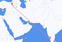 インドのカリコードから、トルコのムシュまでのフライト
