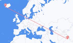 航班从印度昌迪加尔市到雷克雅维克市，冰岛塞尔