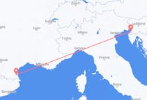 Flug frá Perpignan, Frakklandi til Trieste, Ítalíu