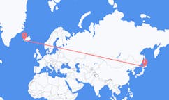 航班从日本带广市市到雷克雅维克市，冰岛塞尔
