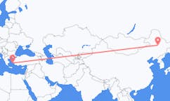 Flights from Daqing, China to Icaria, Greece