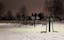Photo of Hollihaka Park Oulu outdoor gym in winter at night, Finland.