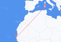 Vluchten van Dakar, Senegal naar Cagliari, Trento, Italië