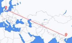 Lennot Liuzhousta, Kiina Angelholmiin, Ruotsi