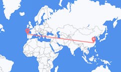 Flyg från Huangshan, Kina till Santiago de Compostela, Spanien
