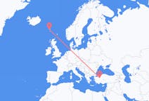 Flyreiser fra Eskişehir, Tyrkia til Sørvágur, Færøyene