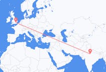 Flyreiser fra Gwalior, India til London, England