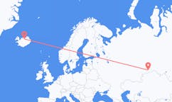 Flights from the city of Kurgan, Kurgan Oblast, Russia to the city of Akureyri, Iceland