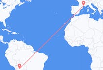 Flyg från Sucre, Bolivia till Montpellier, Frankrike