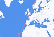 Flyrejser fra Sal, Kap Verde til Trondheim, Norge