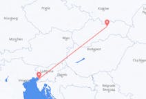 Vluchten van Poprad, Slowakije naar Triëst, Italië