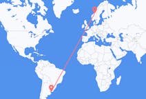Flyg från Montevideo, Uruguay till Trondheim, Norge