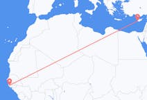 出发地 塞内加尔济金绍尔目的地 塞浦路斯帕福斯的航班
