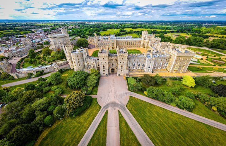 Photo of aerial view of Windsor castle, a royal residence at Windsor in the English country.