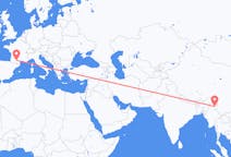 Flyreiser fra Myitkyina, Myanmar (Burma) til Toulouse, Frankrike