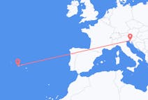 Fly fra Horta, Azores til Trieste