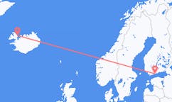Vluchten van Gjogur, IJsland naar Helsinki, Finland