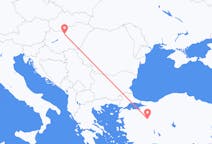 Vluchten van Kutahya, Turkije naar Boedapest, Hongarije