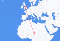 Flyg från N Djamena, Tchad till Southampton, England