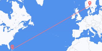 出发地 巴哈马目的地 挪威的航班