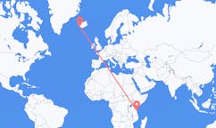 Flights from the city of Zanzibar, Tanzania to the city of Reykjavik, Iceland