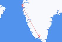 Vluchten van Narsaq, Groenland naar Sisimiut, Groenland