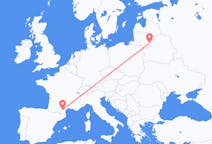 Flyg från Vilnius, Litauen till Carcassonne, Frankrike