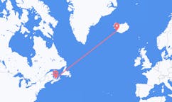 Flyreiser fra byen Charlottetown, Canada til byen Reykjavik, Island