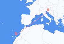 Vluchten van Rijeka, Kroatië naar Lanzarote, Spanje