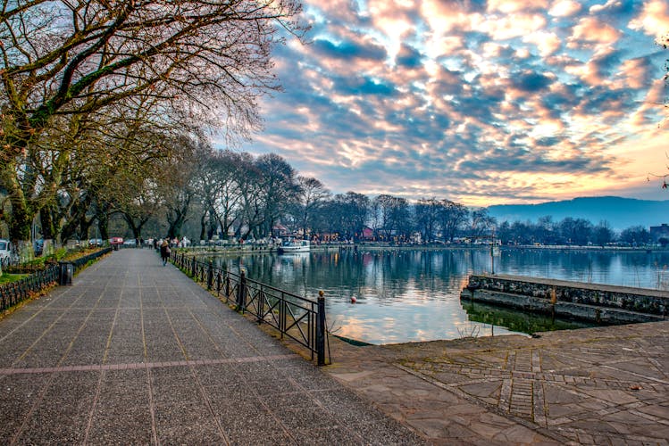 Photo of the lake Pamvotis. Ioannina city, Greece.