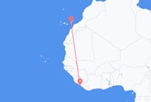 Vluchten van Monrovia, Liberia naar Ajuy, Spanje