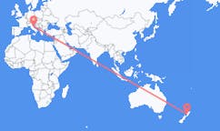 Flyg från Whanganui, Nya Zeeland till Ancona, Italien
