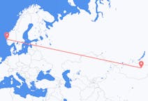 Flyg från Ulan Bator, Mongoliet till Bergen, Norge